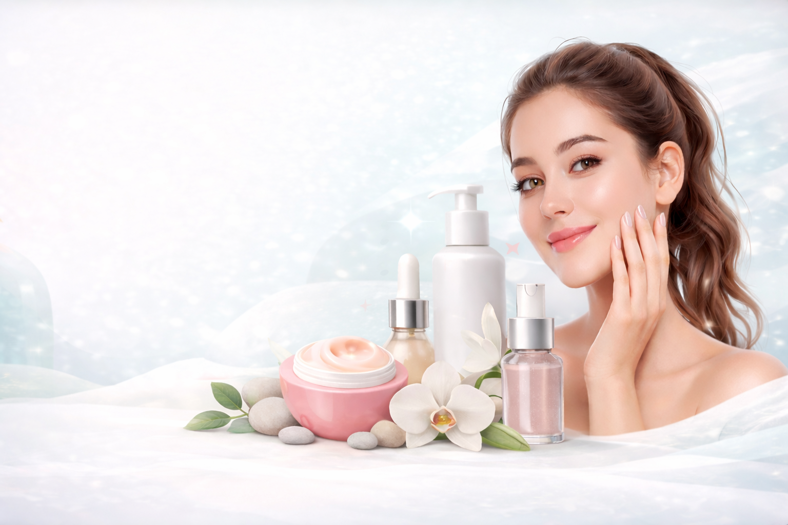 Cuidado facial con productos elegantes